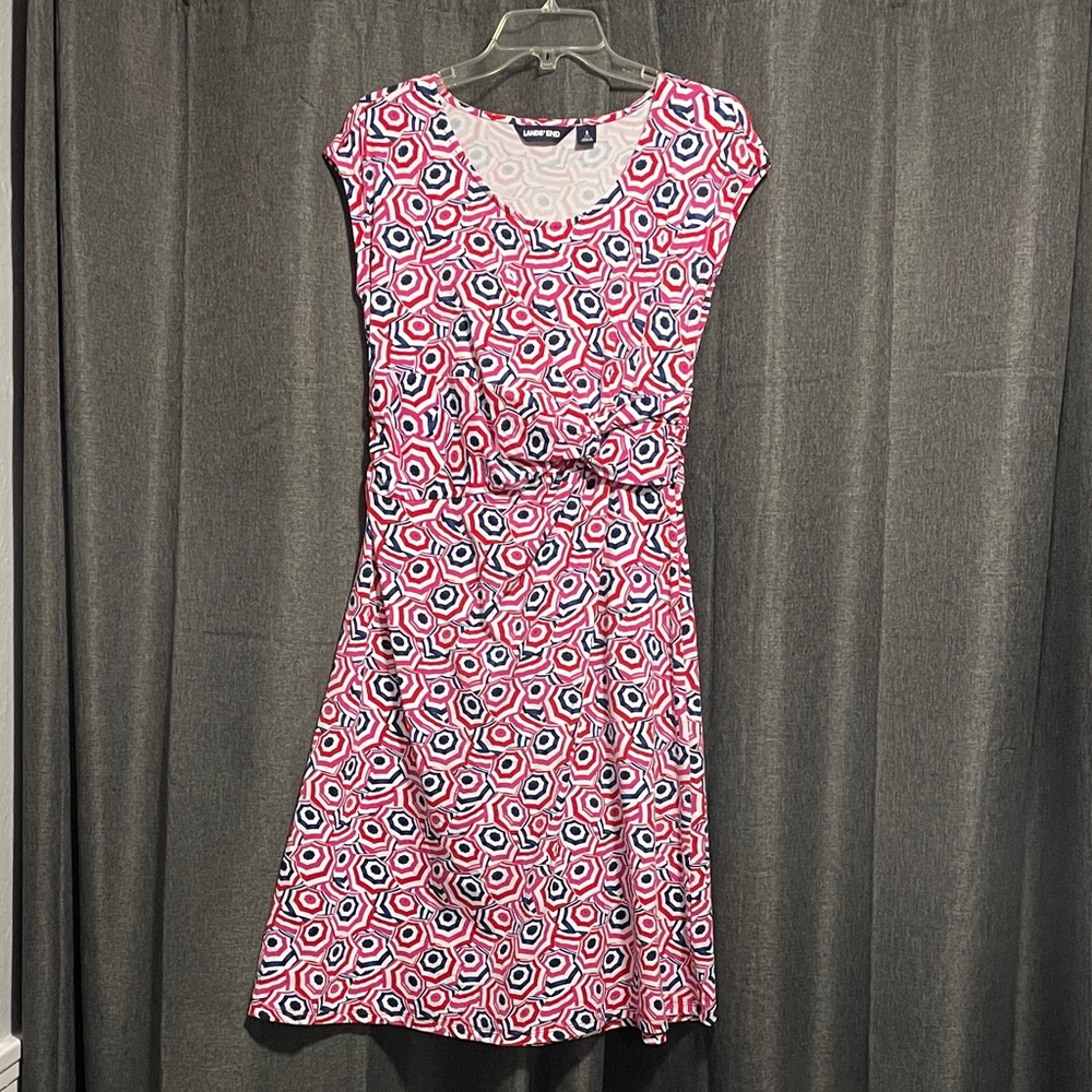 Lands' End Red, Pink, Blue and White Umbrellas Dress